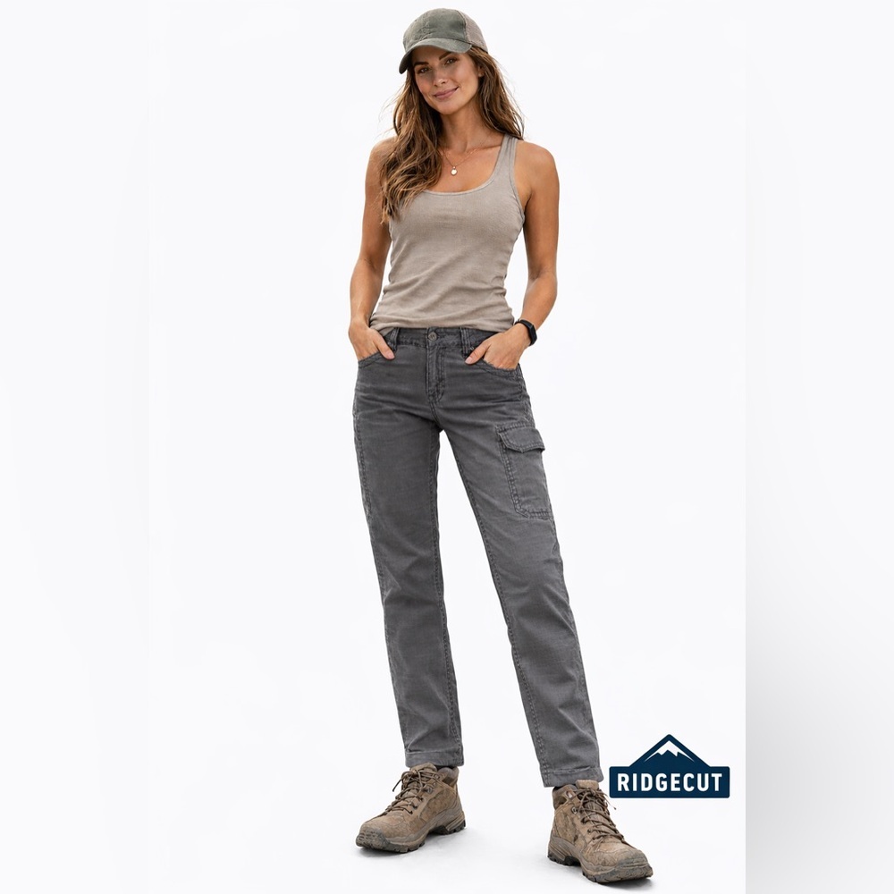 Ridgecut Women’s Gray Cargo Work Pants Size 10 Utility Ripstop workwear outdoor